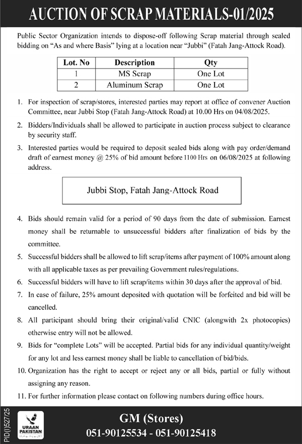 Uraan Pakistan Islamabad Tender Notice